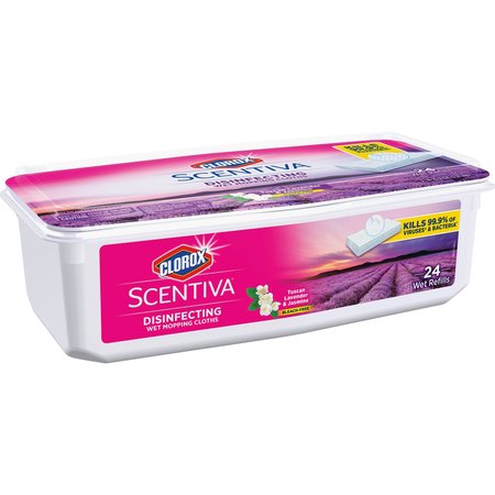 CLOROX Wet Mopping Cloths, Lavender/Jasmine, 24/Bin WE, PK 6 CLO32033CT